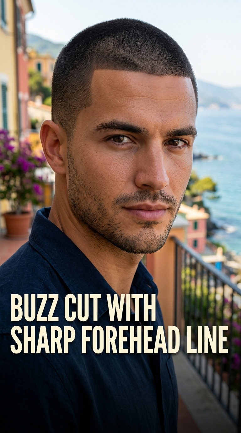 Buzz Cut with Sharp Forehead Line