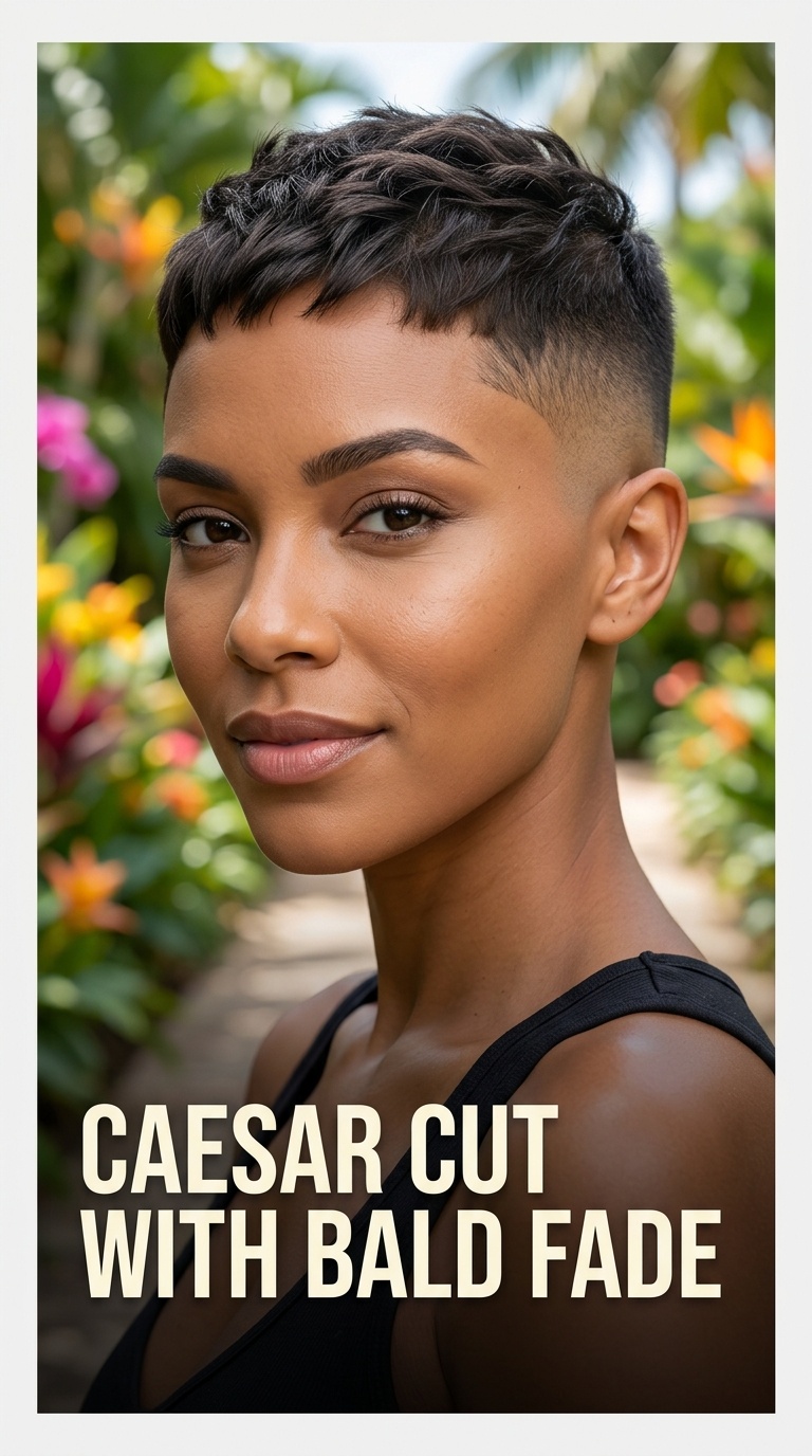 Caesar Cut with Bald Fade