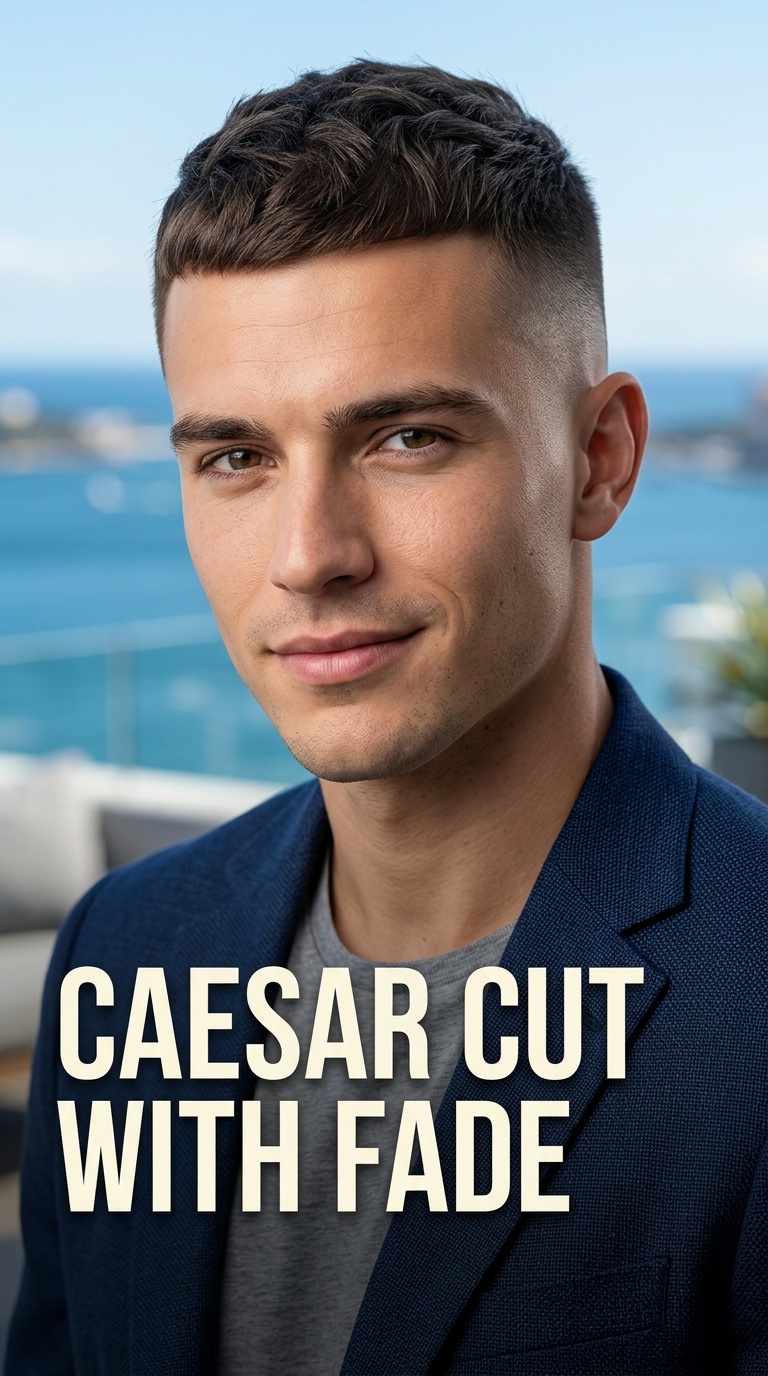Caesar Cut with Fade