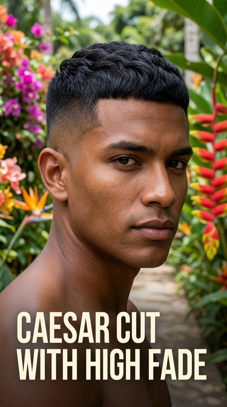 Caesar Cut with High Fade