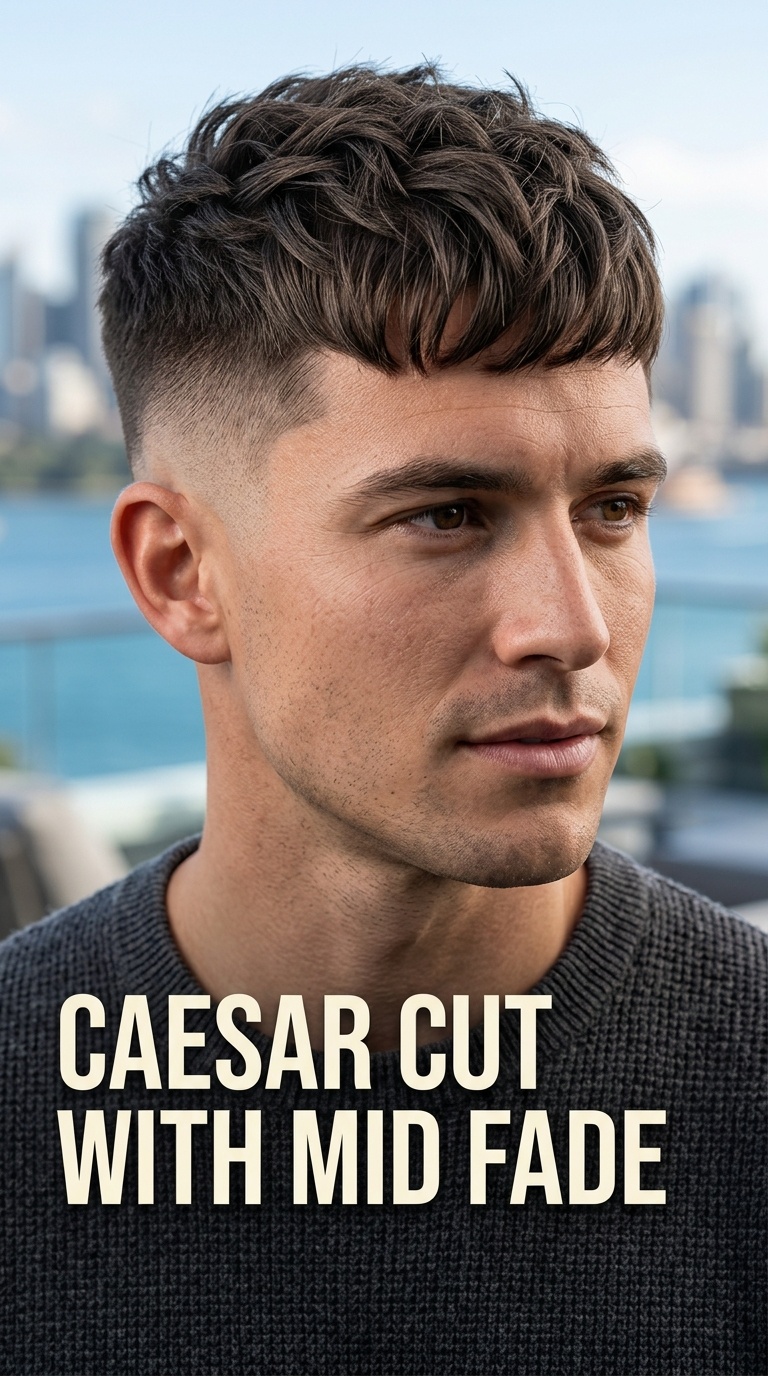 Caesar Cut with Mid Fade