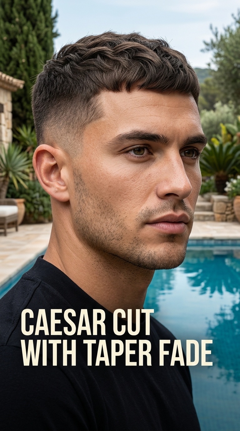 Caesar Cut with Taper Fade