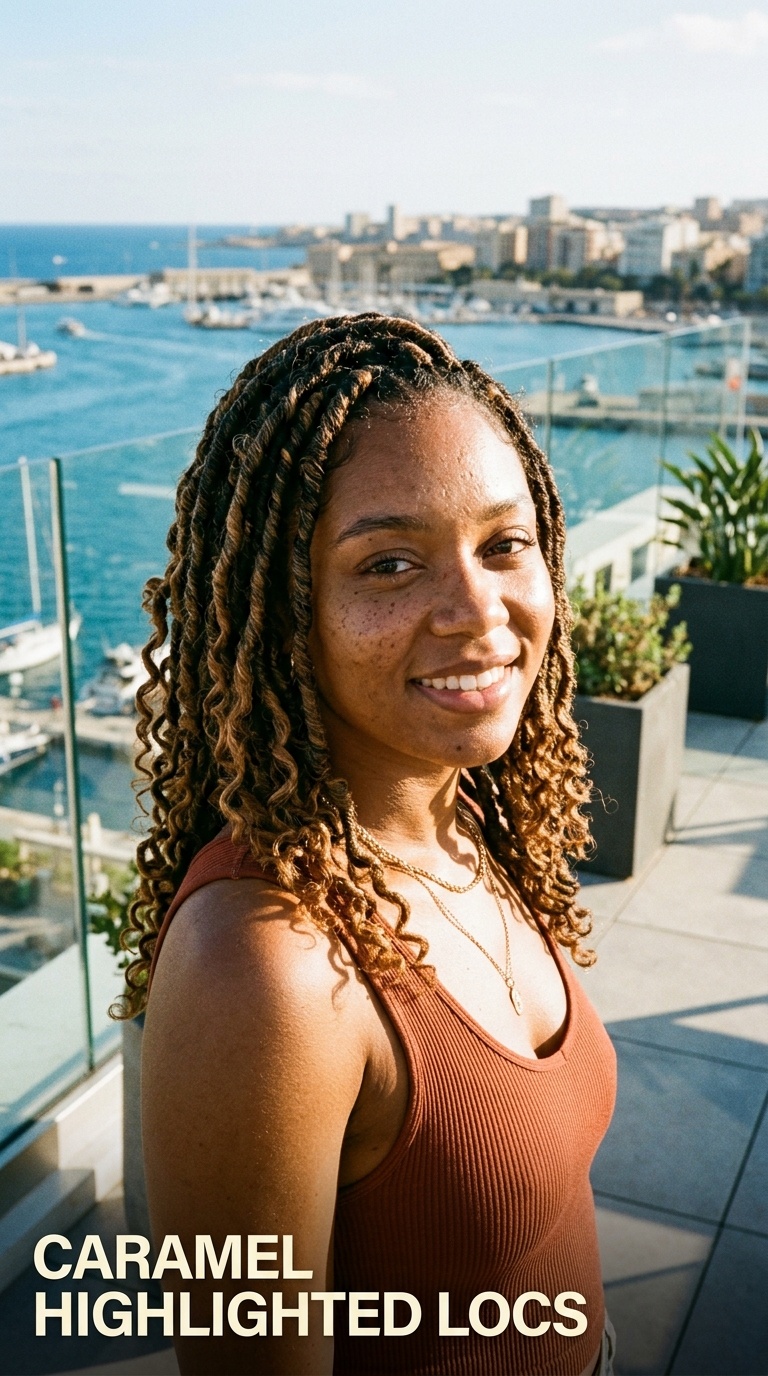 Caramel Highlighted Locs
