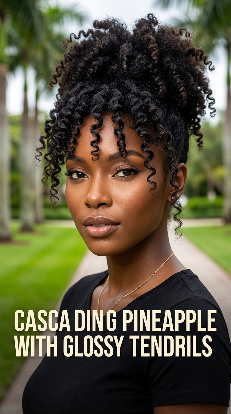 Cascading Pineapple with Glossy Tendrils