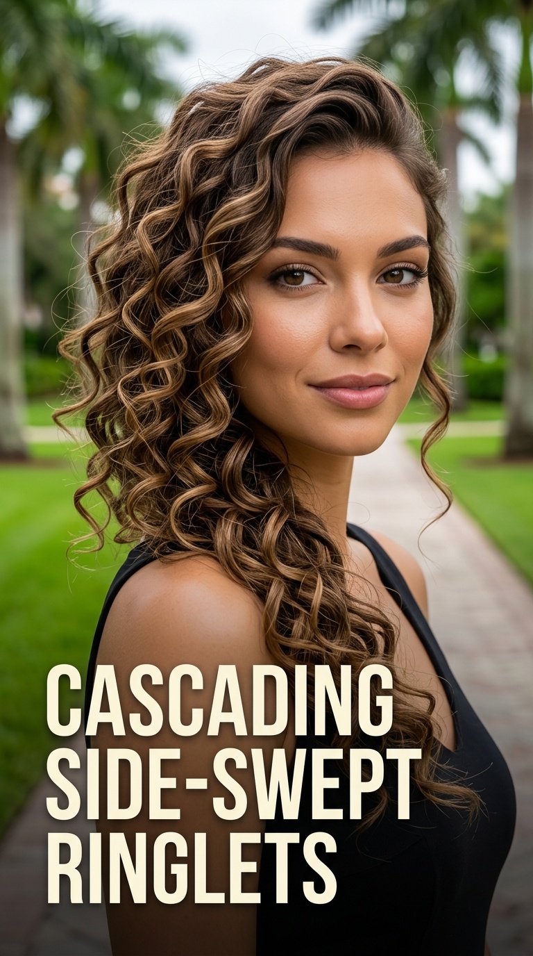 Cascading Side-Swept Ringlets
