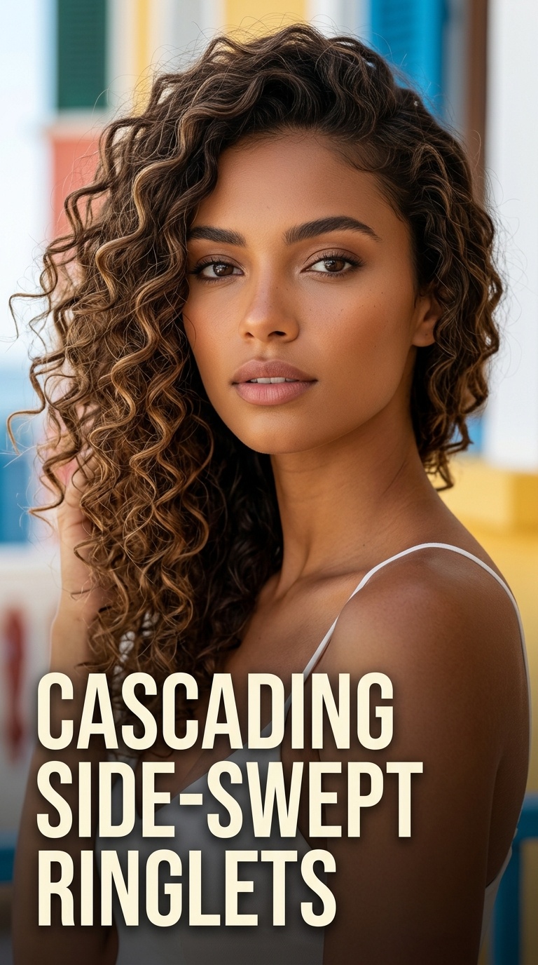 Cascading Side-Swept Ringlets