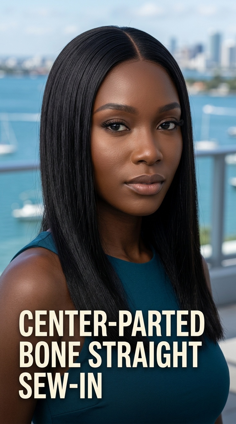 Center-Parted Bone Straight Sew-In