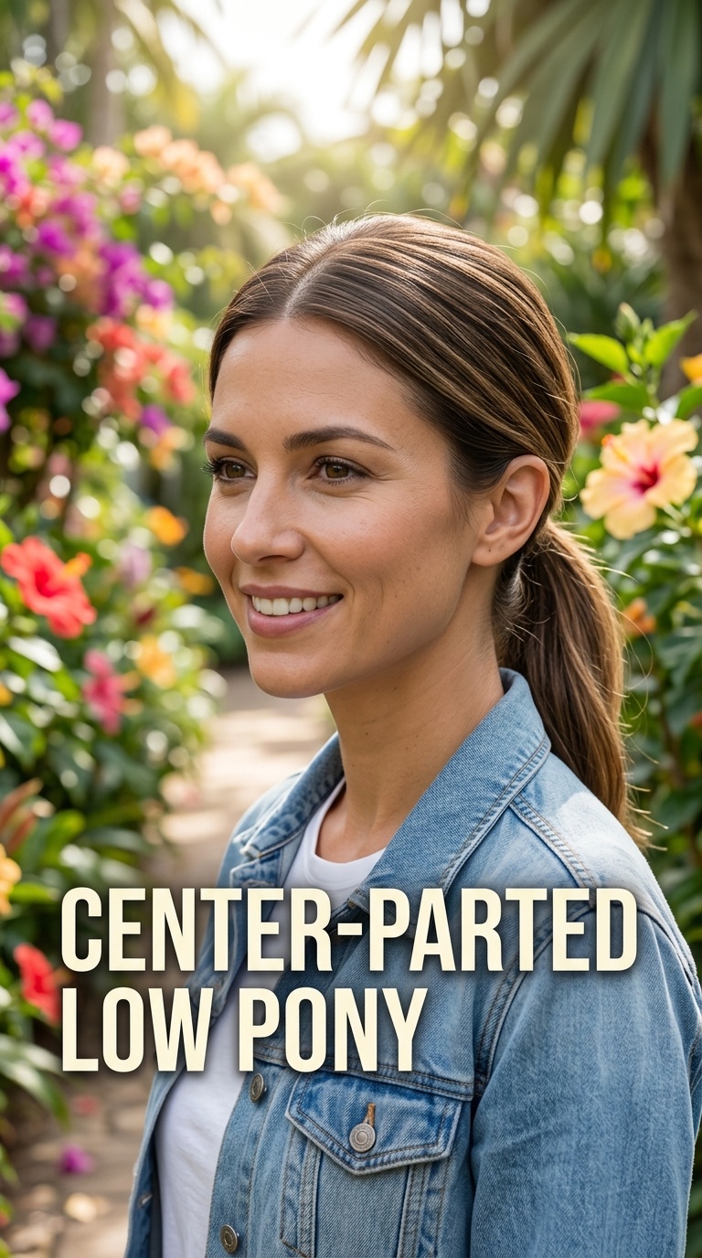 Center-Parted Low Pony