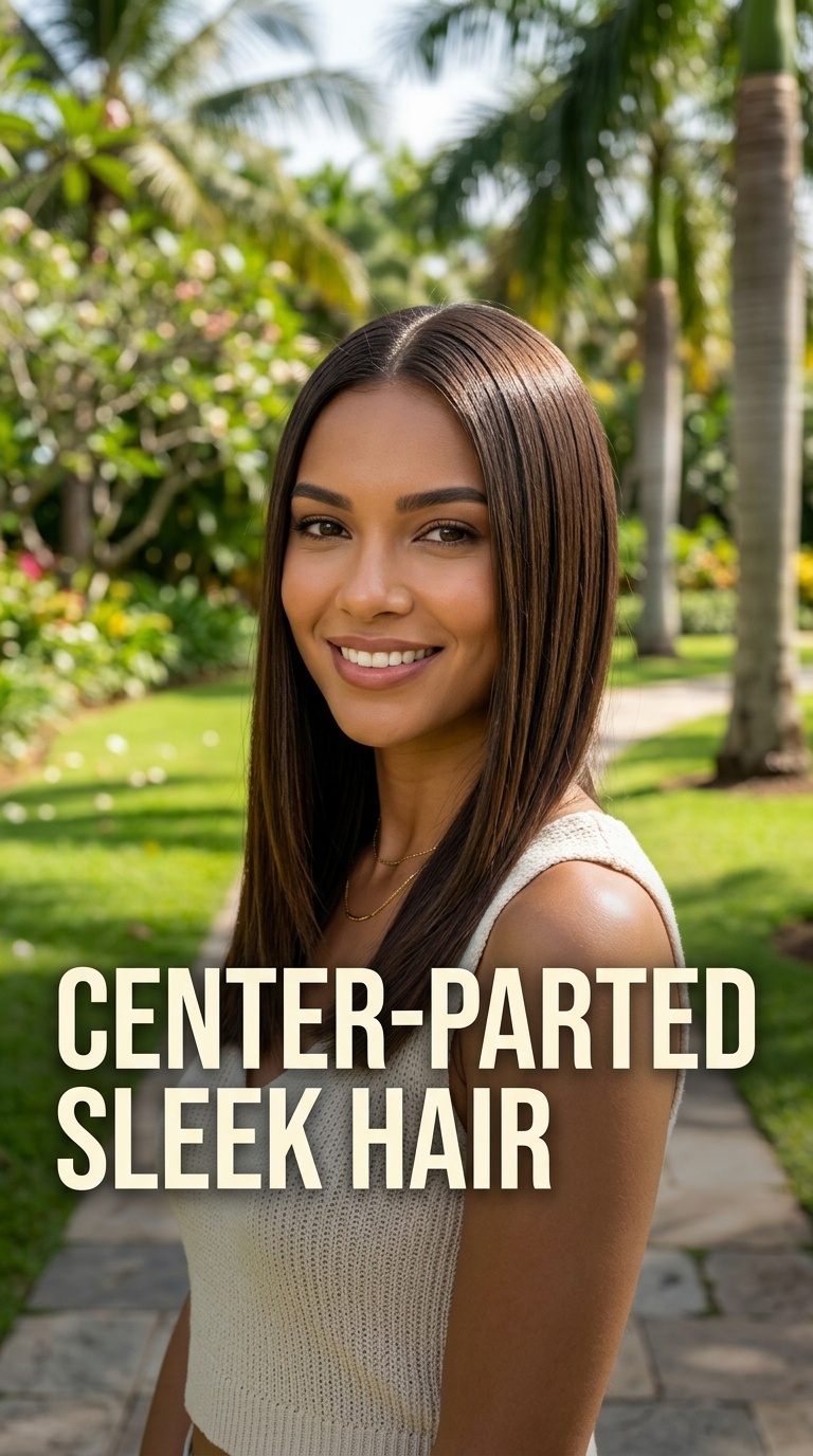 Center-Parted Sleek Hair