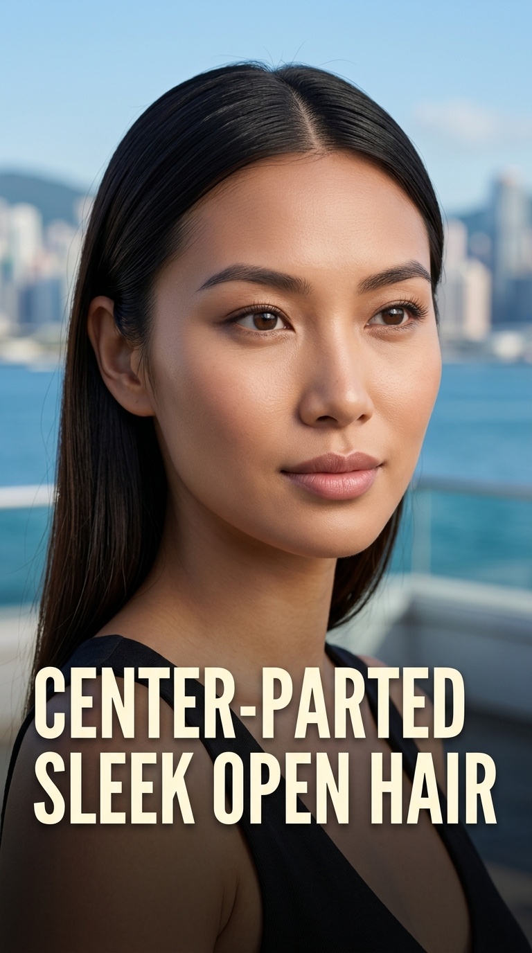 Center-Parted Sleek Open Hair