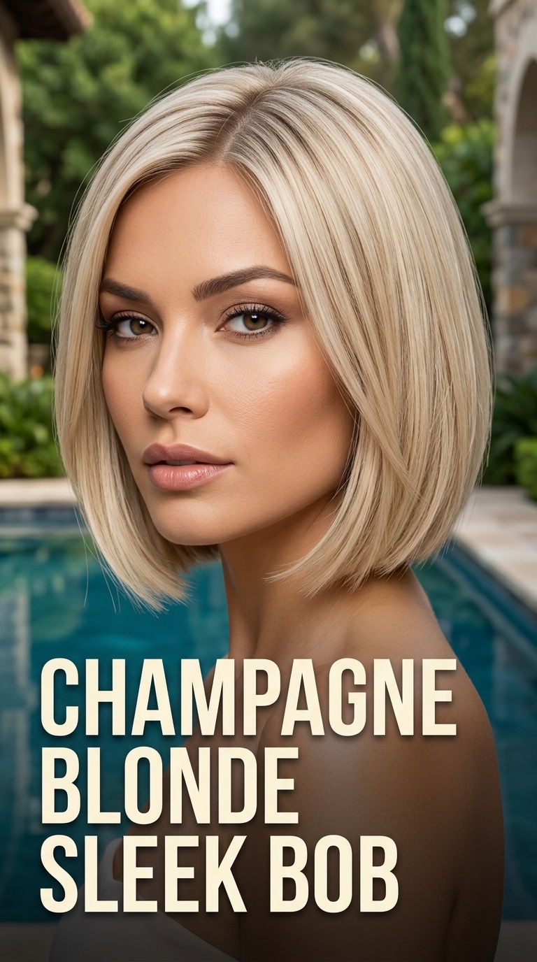 Champagne Blonde Sleek Bob