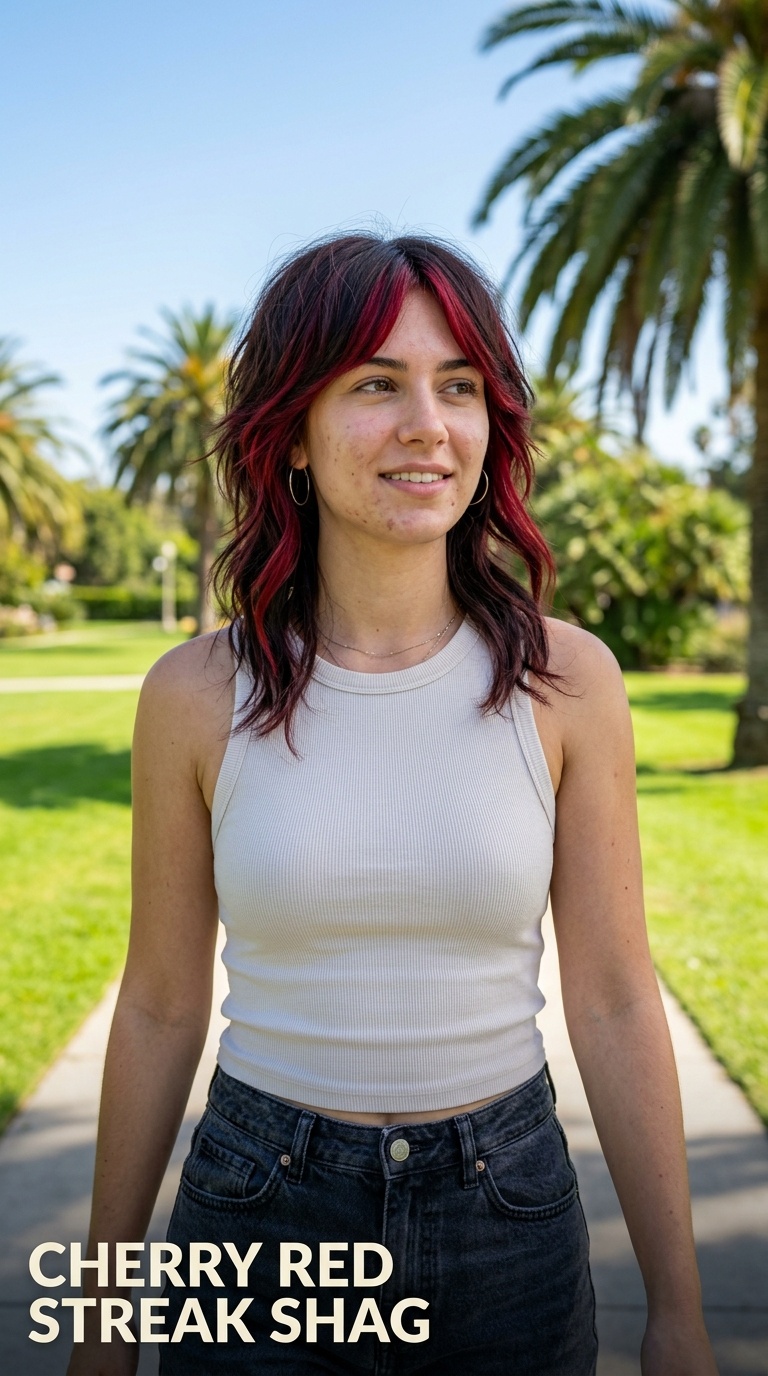 Cherry Red Streak Shag