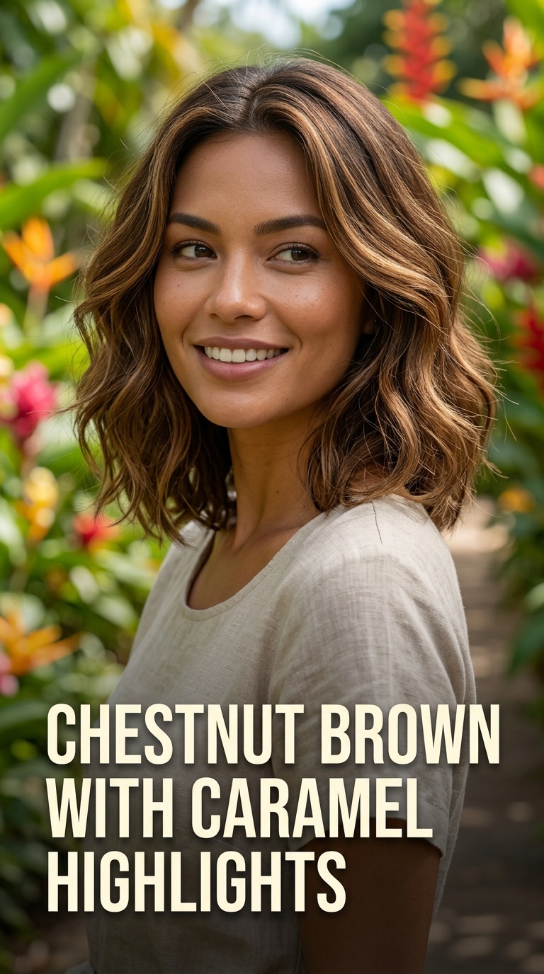 Chestnut Brown with Caramel Highlights