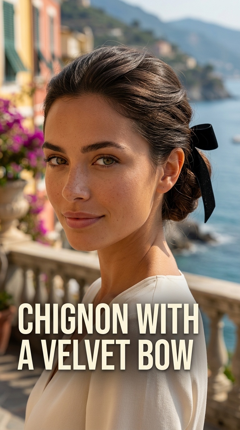 Chignon with a Velvet Bow