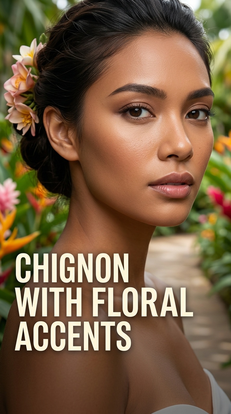 Chignon with Floral Accents