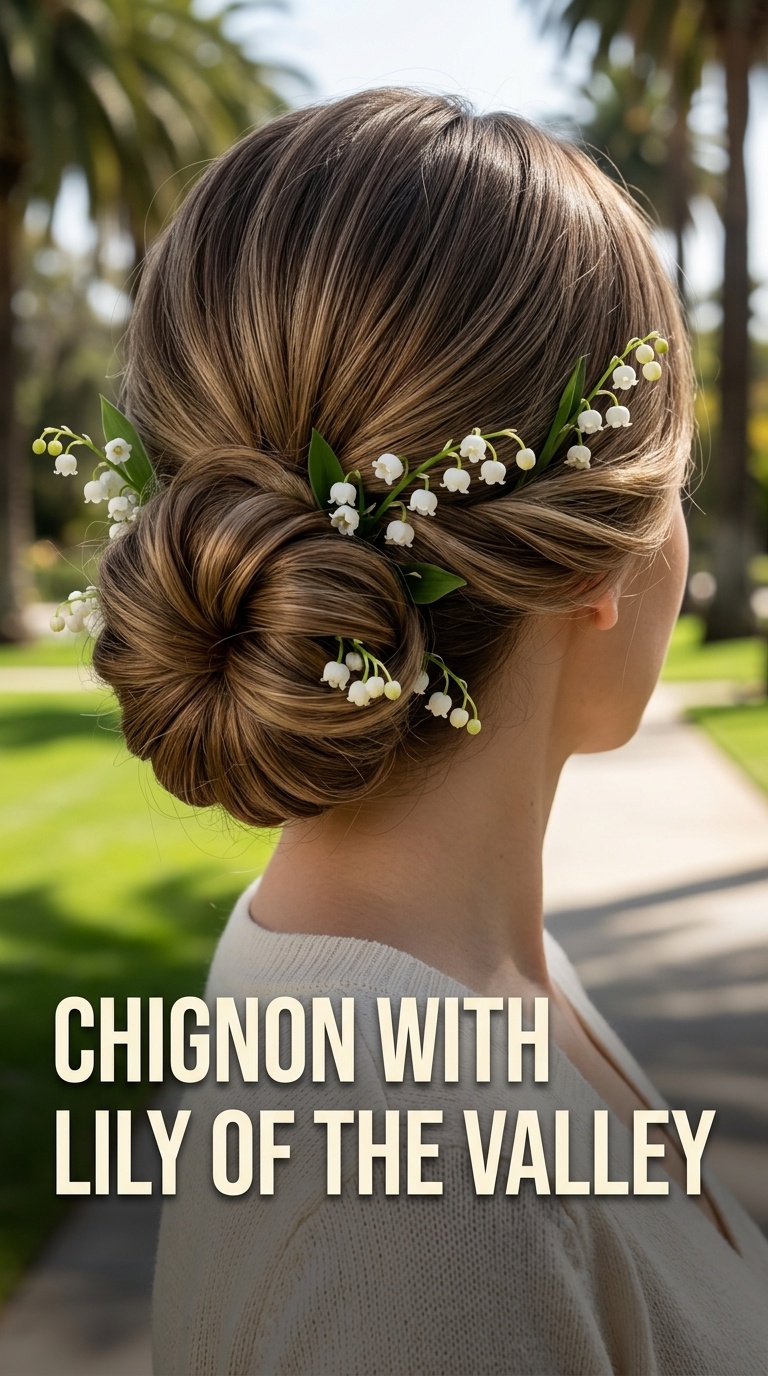 Chignon with Lily of the Valley