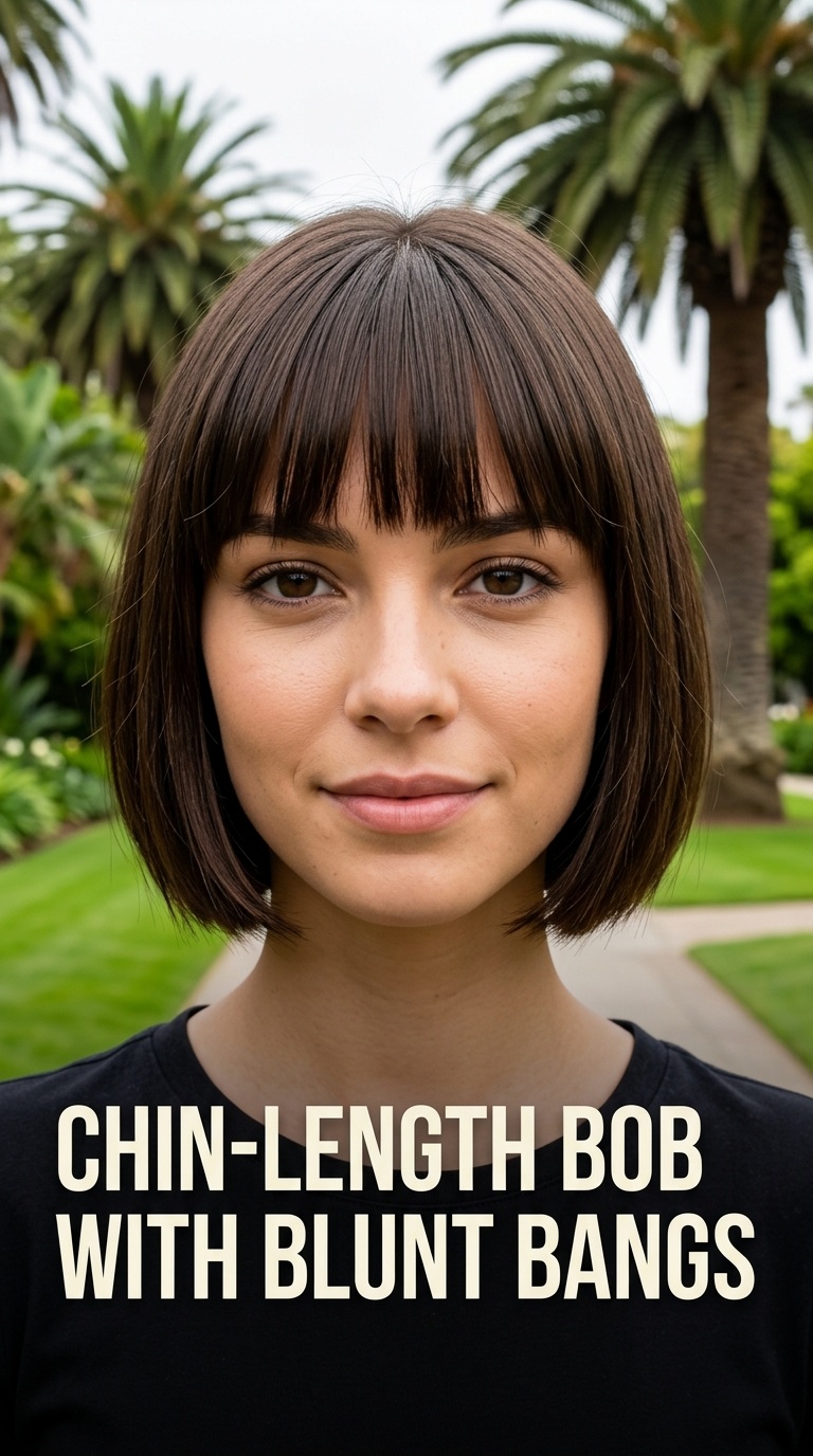 Chin-Length Bob with Blunt Bangs