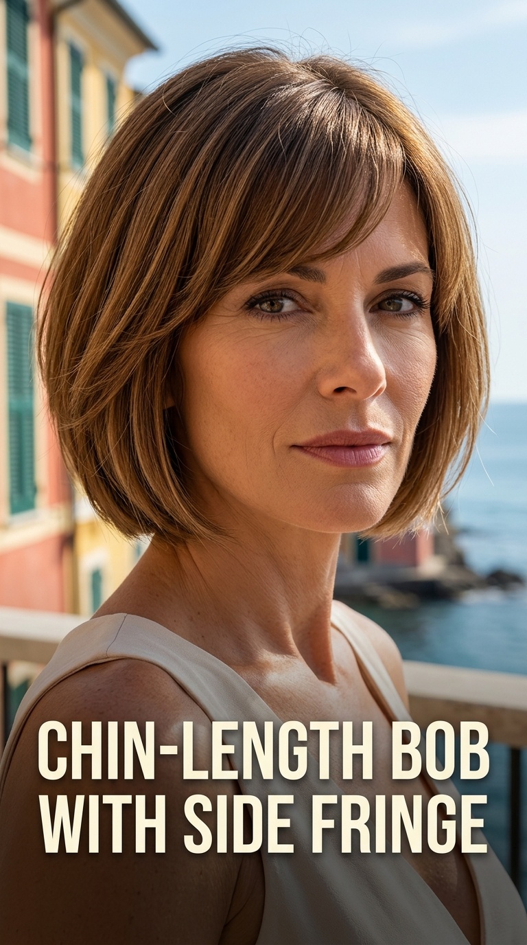 Chin-Length Bob with Side Fringe