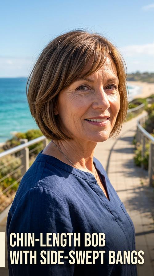 Chin-Length Bob with Side-Swept Bangs