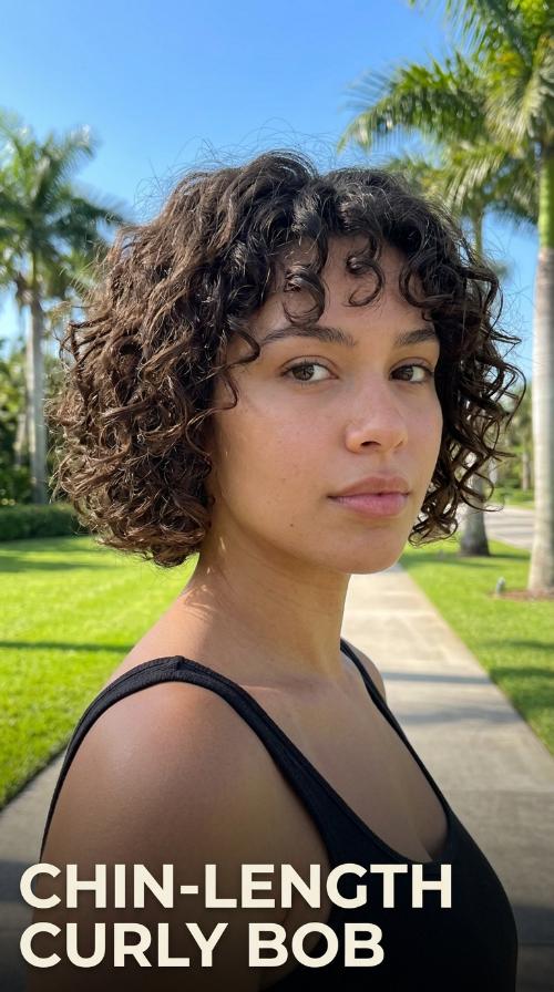 Chin-Length Curly Bob