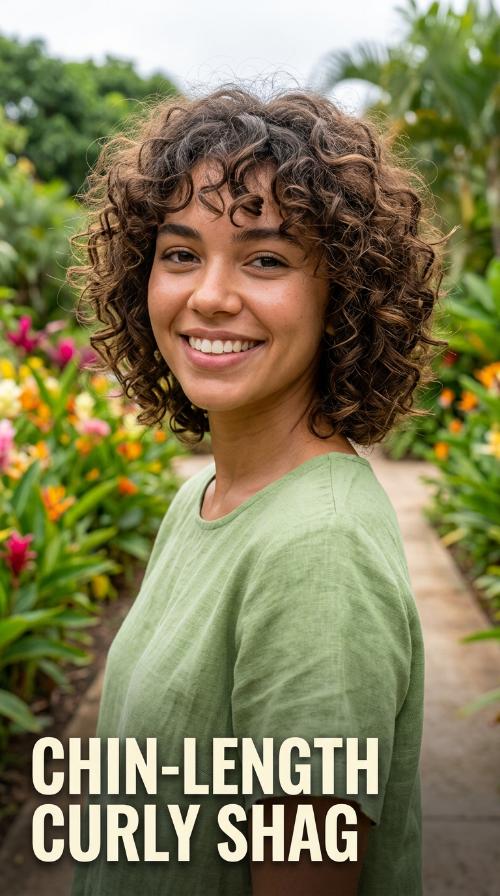 Chin-Length Curly Shag