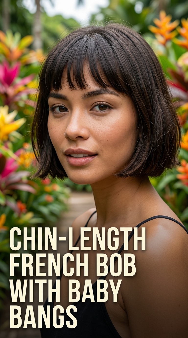 Chin-Length French Bob with Baby Bangs