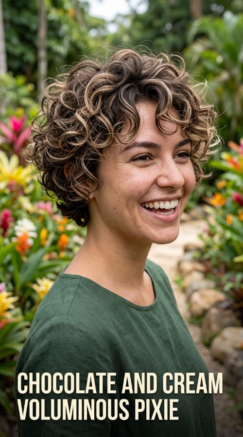 Chocolate and Cream Voluminous Pixie