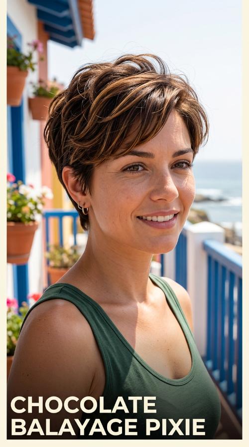 Chocolate Balayage Pixie