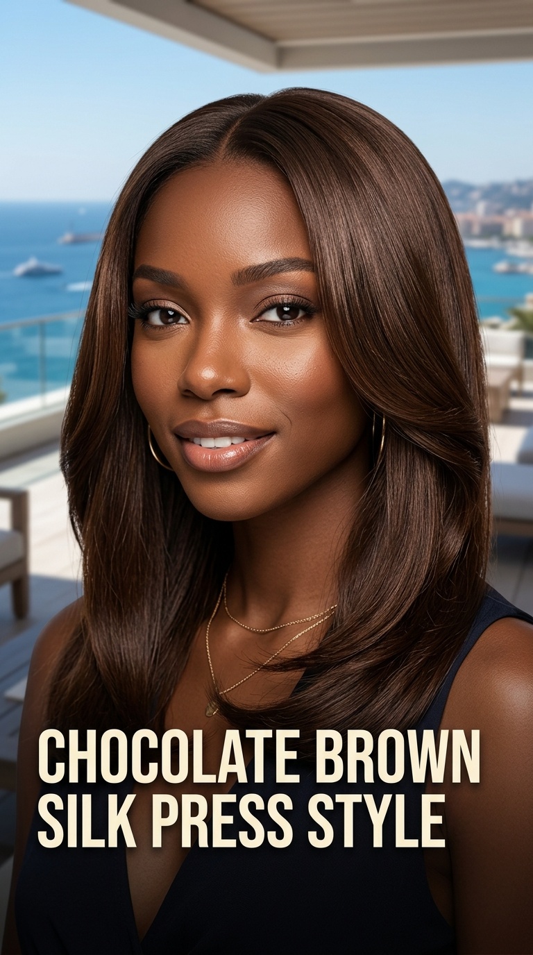 Chocolate Brown Silk Press Style