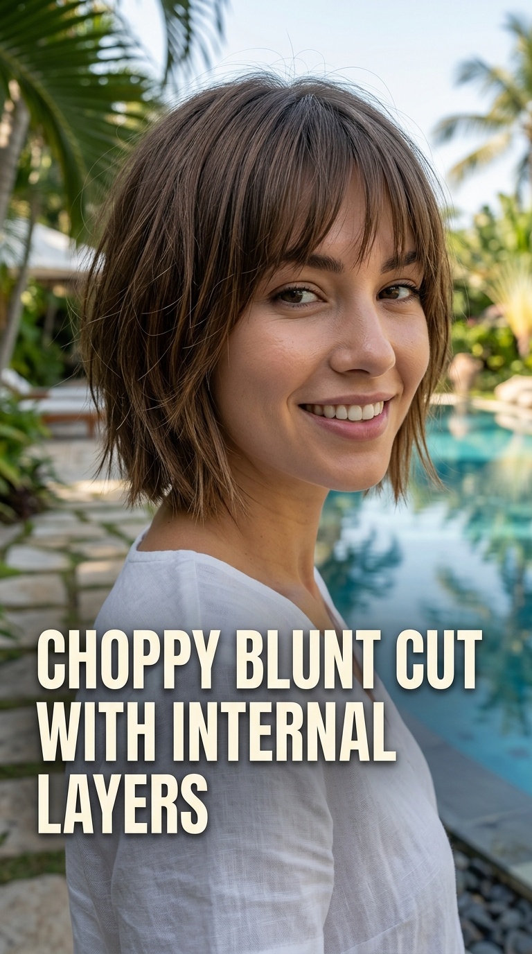 Choppy Blunt Cut with Internal Layers