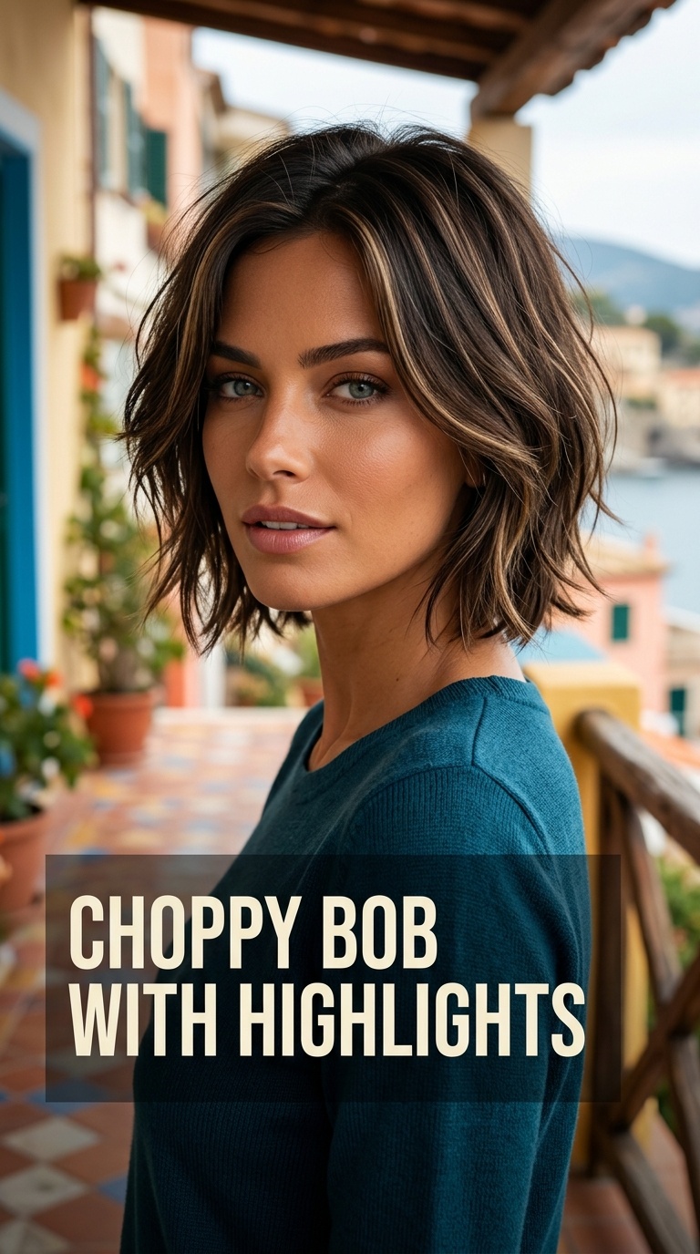 Choppy Bob with Highlights