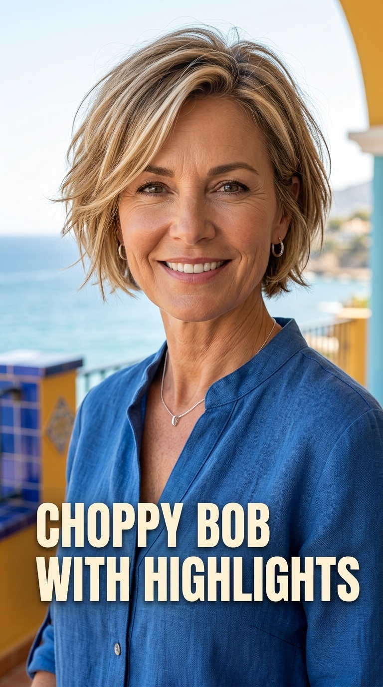 Choppy Bob with Highlights