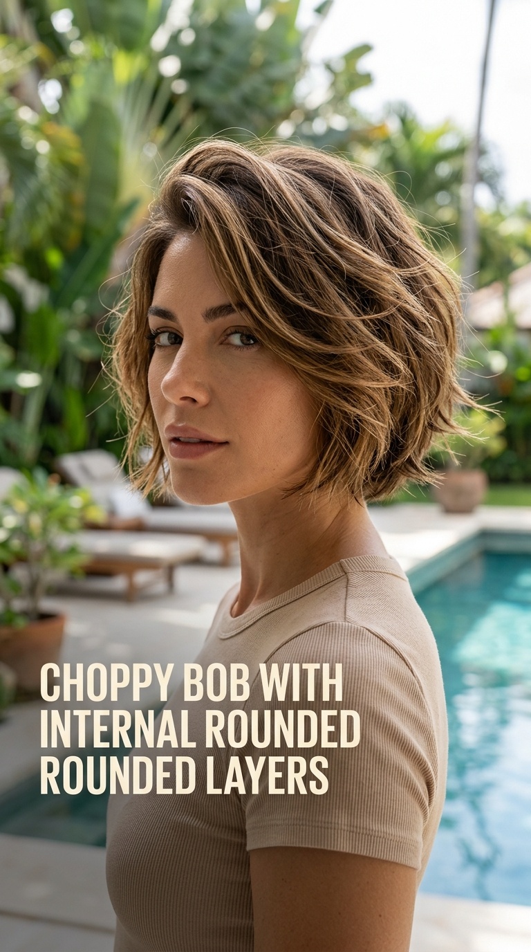 Choppy Bob with Internal Rounded Layers
