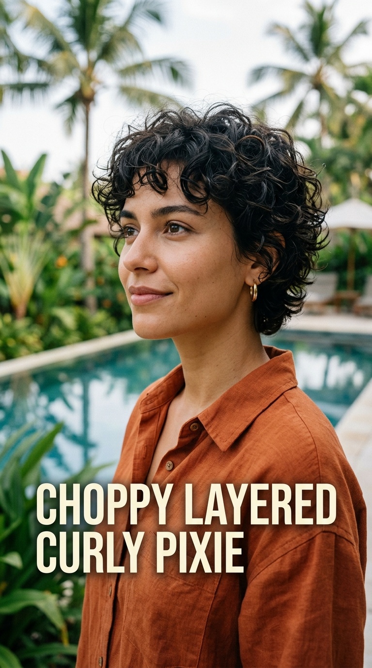 Choppy Layered Curly Pixie