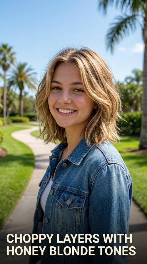 Choppy Layers with Honey Blonde Tones