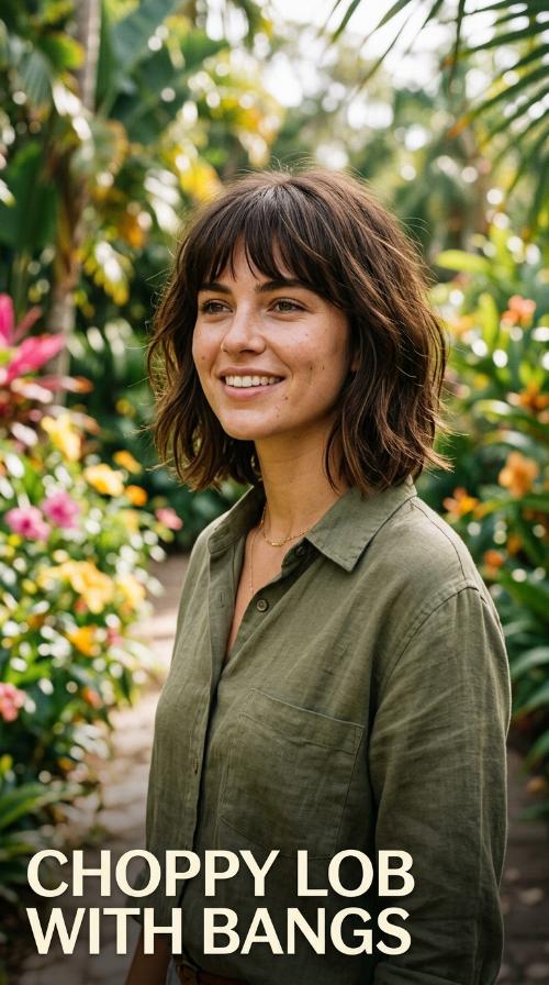 Choppy Lob with Bangs