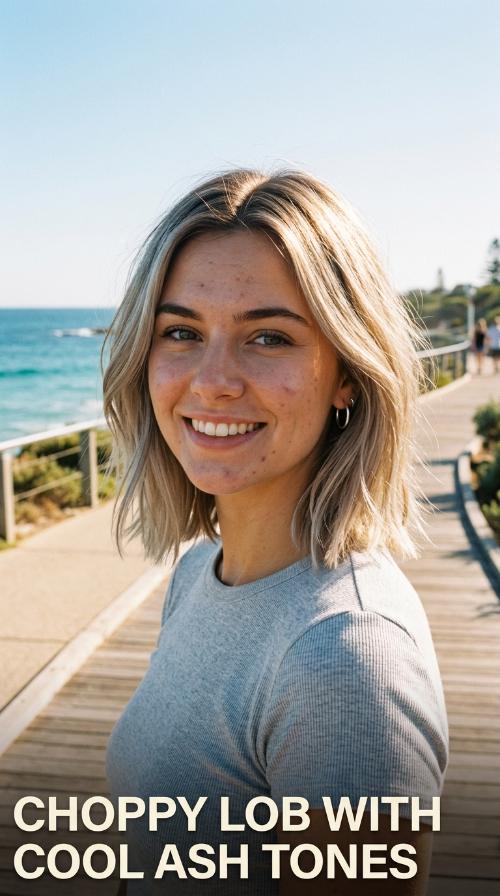 Choppy Lob with Cool Ash Tones