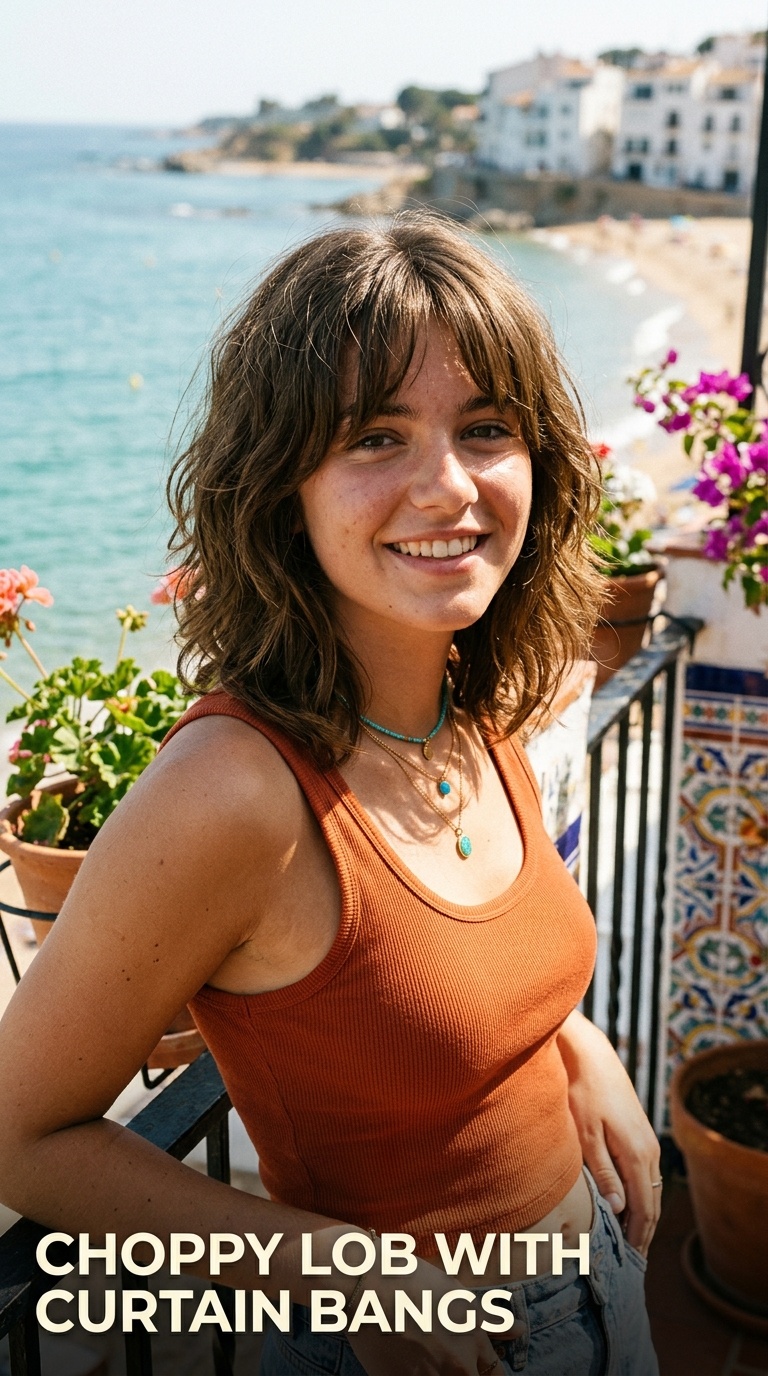 Choppy Lob with Curtain Bangs