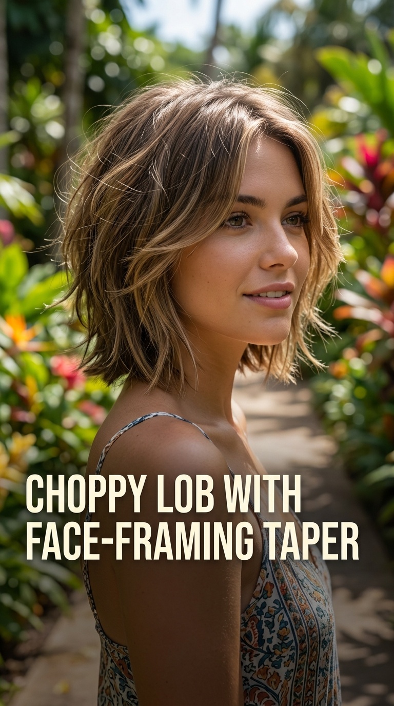 Choppy Lob with Face-Framing Taper
