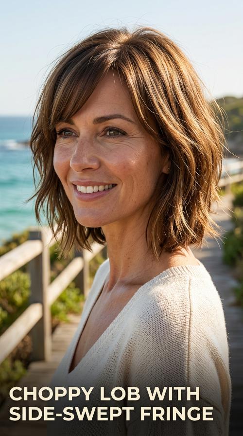 Choppy Lob with Side-Swept Fringe