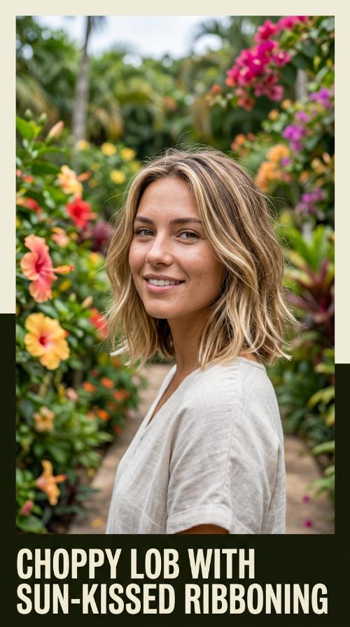 Choppy Lob with Sun-Kissed Ribboning
