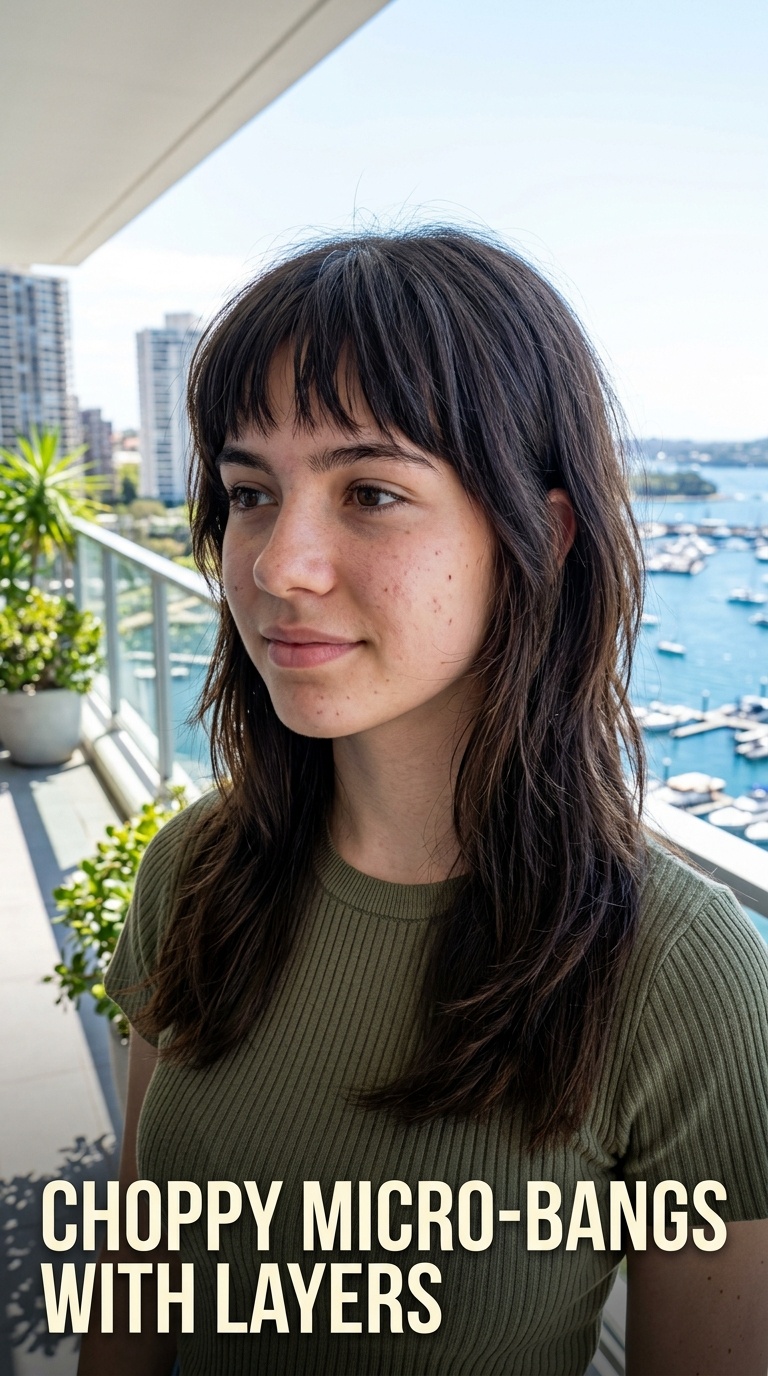 Choppy Micro-Bangs with Layers