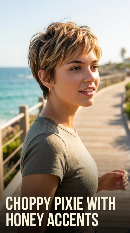 Choppy Pixie with Honey Accents