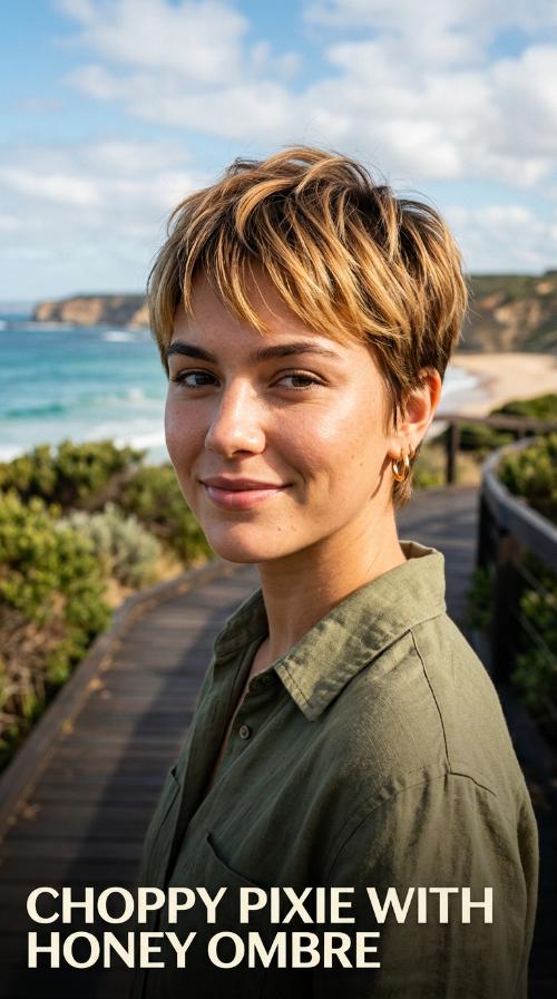 Choppy Pixie with Honey Ombre