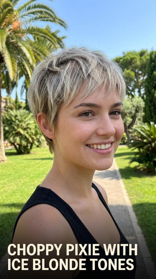 Choppy Pixie with Ice Blonde Tones