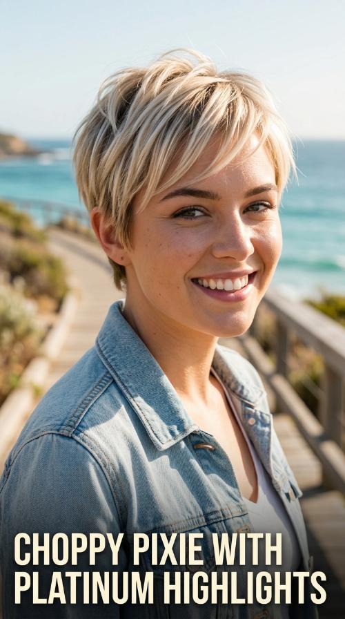 Choppy Pixie with Platinum Highlights