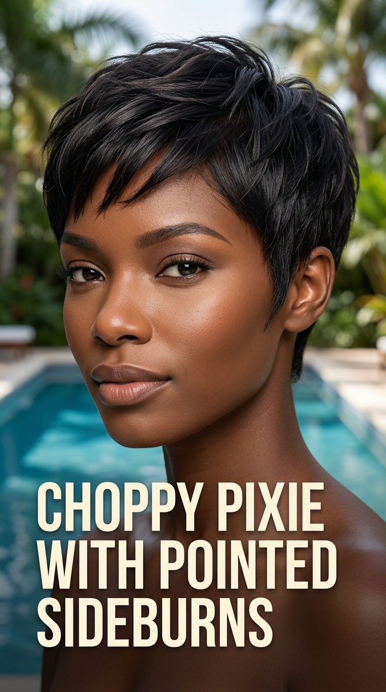 Choppy Pixie with Pointed Sideburns