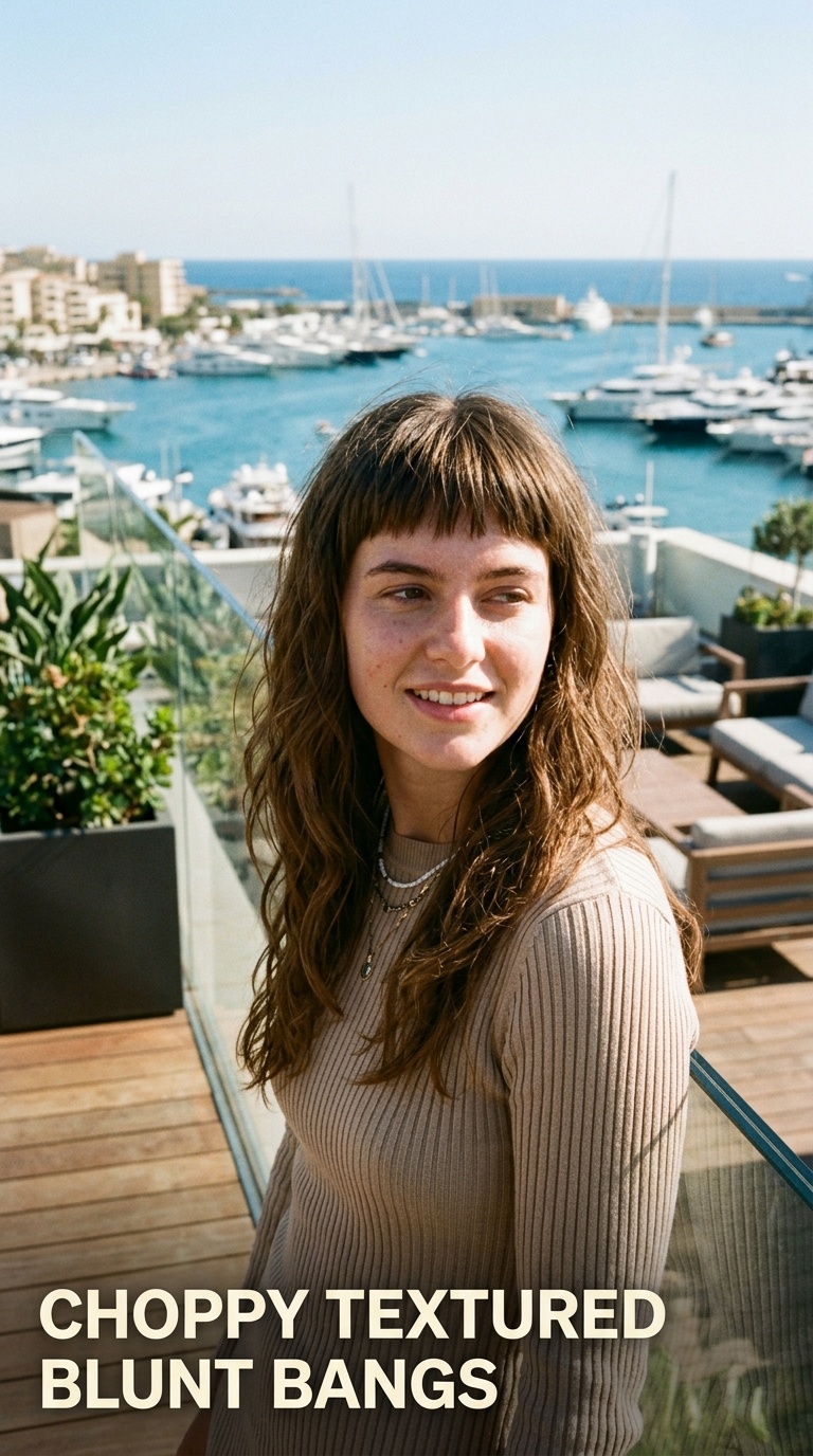 Choppy Textured Blunt Bangs