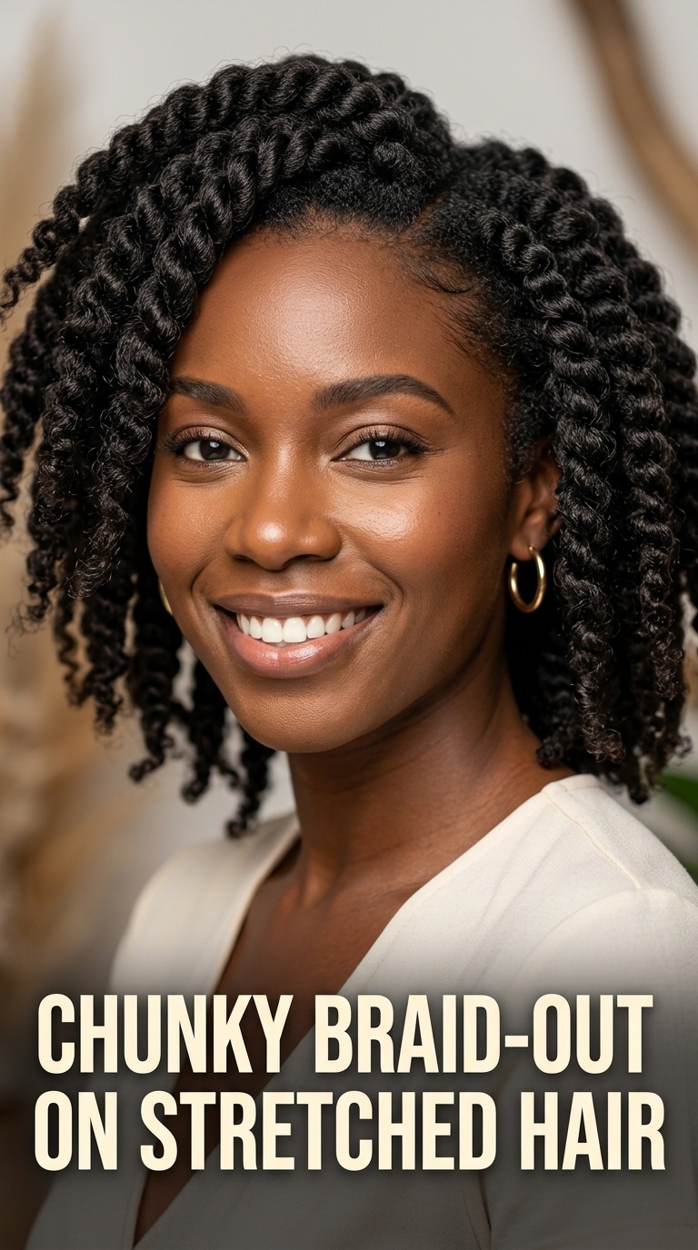 Chunky Braid-Out on Stretched Hair