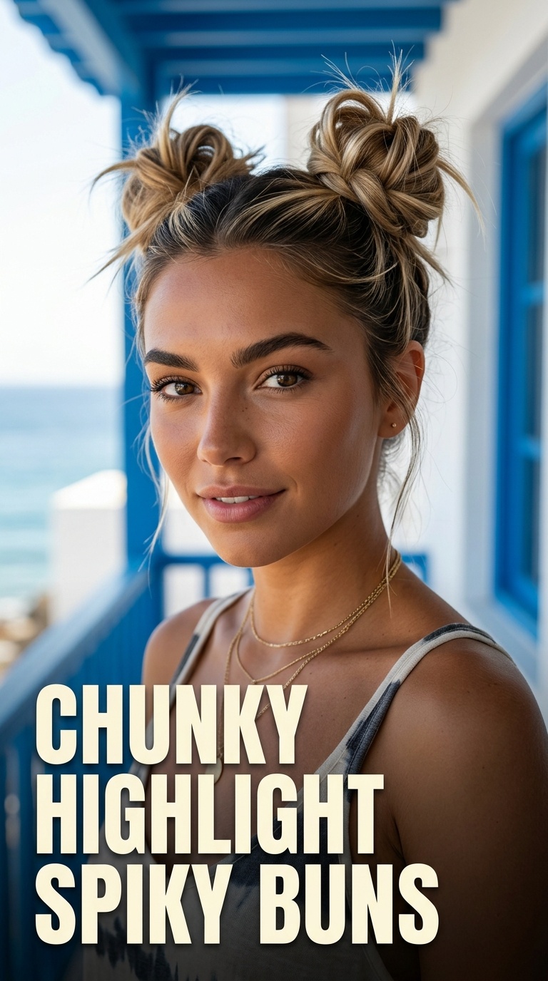 Chunky Highlight Spiky Buns